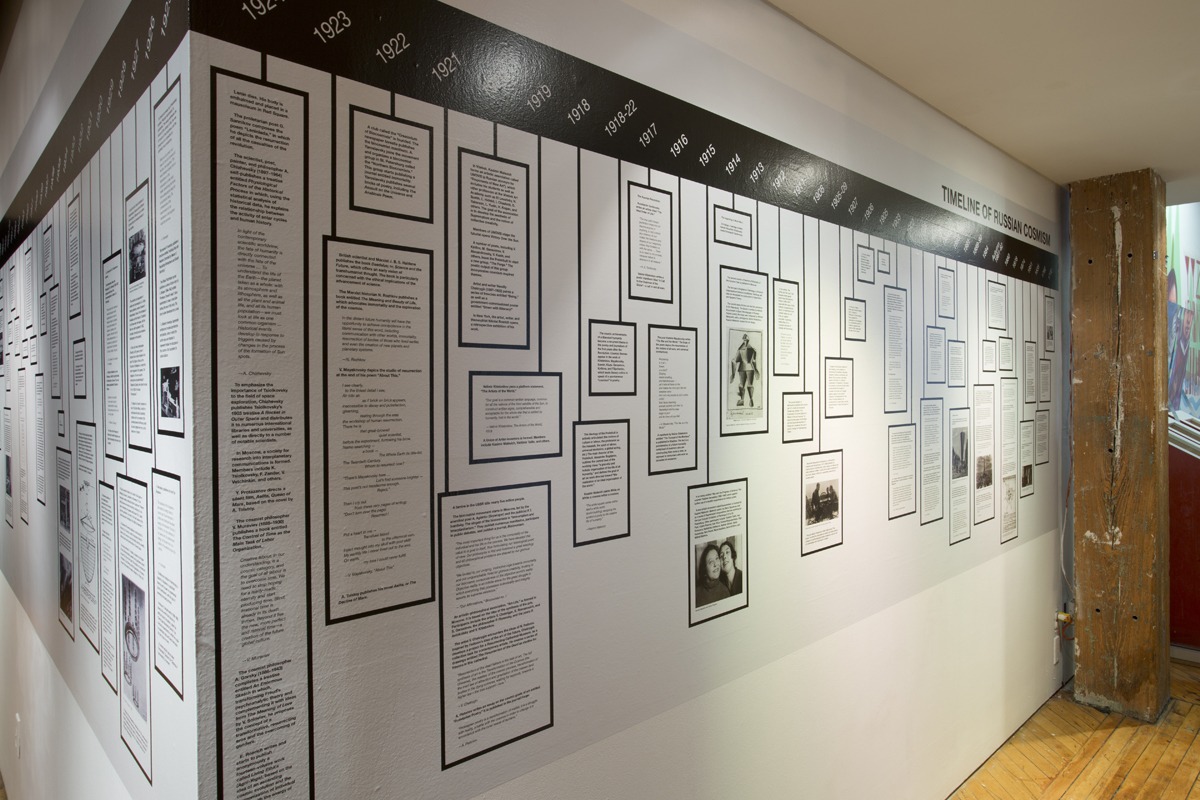 “Anton Vidokle: Immortality for All: a film trilogy on Russian Cosmism,” installation view at YYZ Artists’ Outlet, Toronto, 19 January– 16 March, 2019. Photo: Allan Kosmajac. Courtesy of YYZ Artists’ Outlet